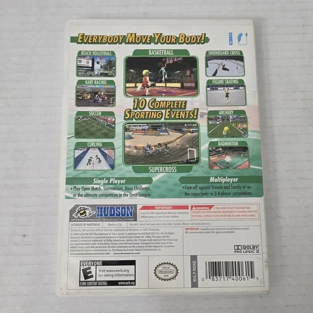 Deca Sports Nintendo Wii Complete in Case CIB with Manual Hudson Soft Disc
